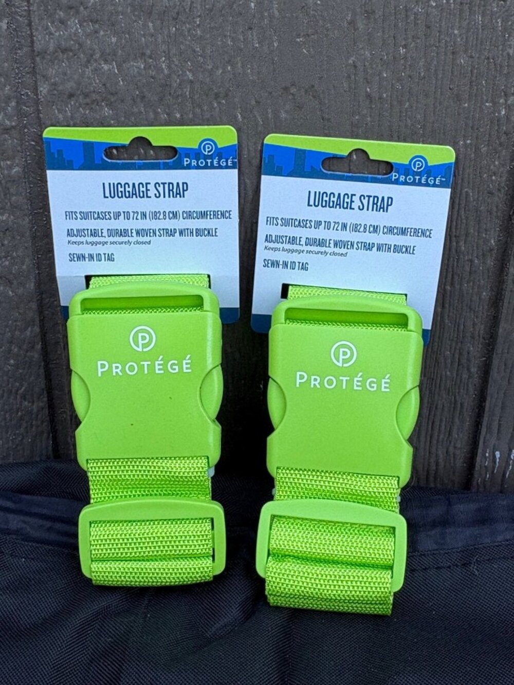 Set of 2 Protege Adjustable Luggage Suitcase Straps Buckle ID Tag Green